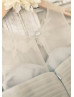 Gray Pleated Tulle Flower Girl Dress With Beaded Belt